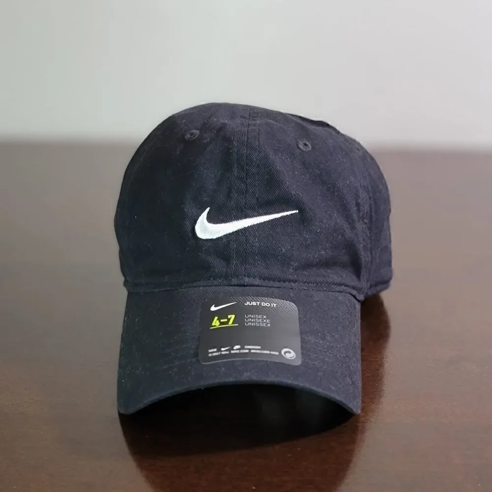 Nike Sportswear NSW Kids Unisex Dad Hat Cap Black White Embroidered Swoosh